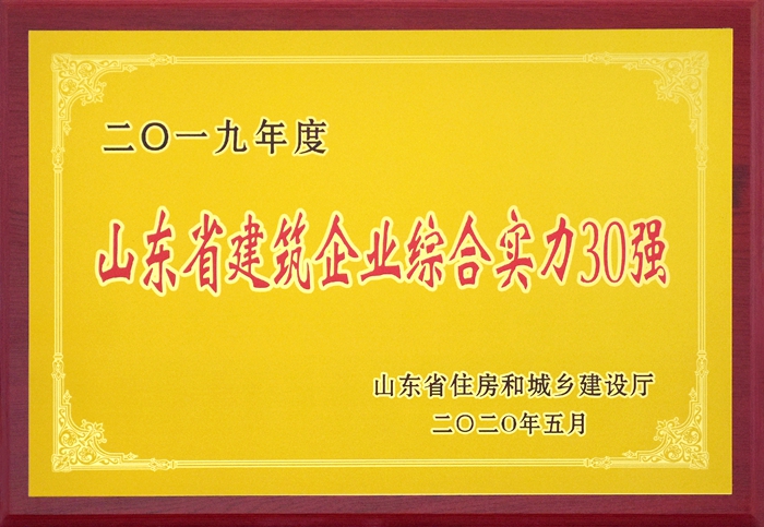 2019年度山东省建筑企业综合实力30强(图1)